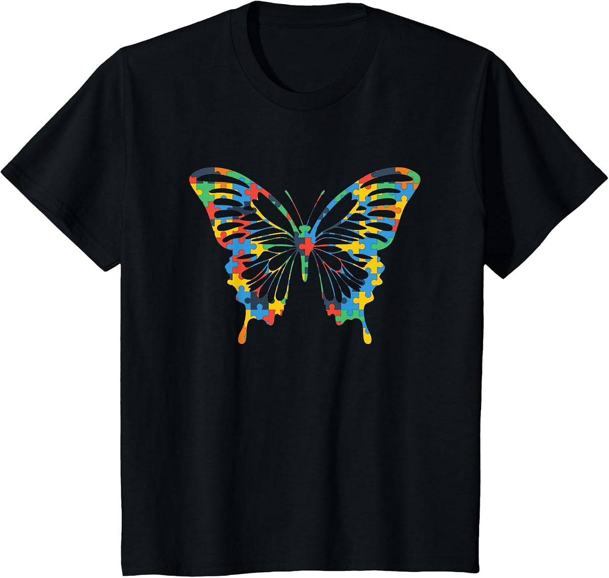 Butterfly Autism Awareness T-Shirt - Black