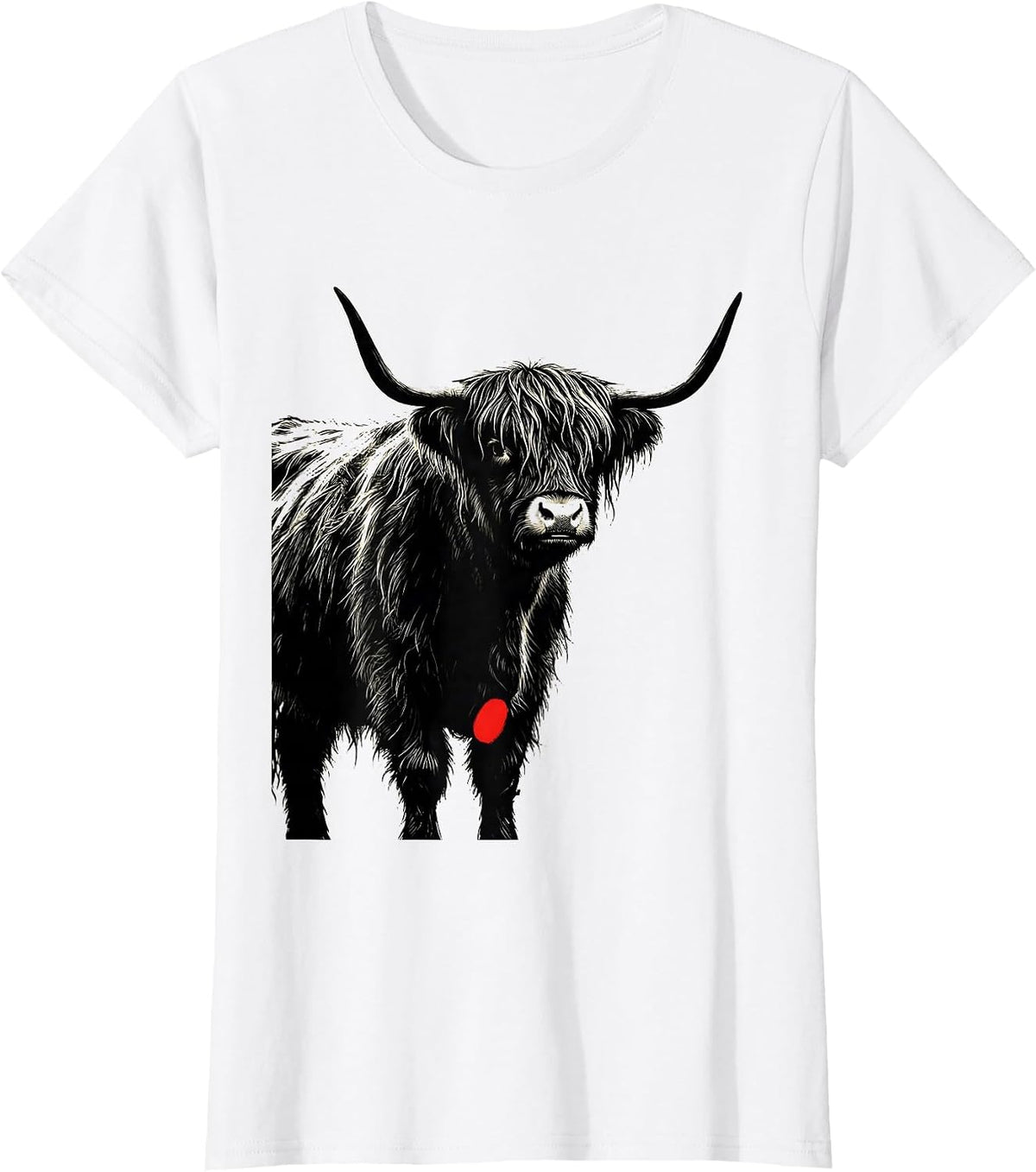 Women's Highland Cow Whimsical Humor Cute Animal Fan T-Shirt - White