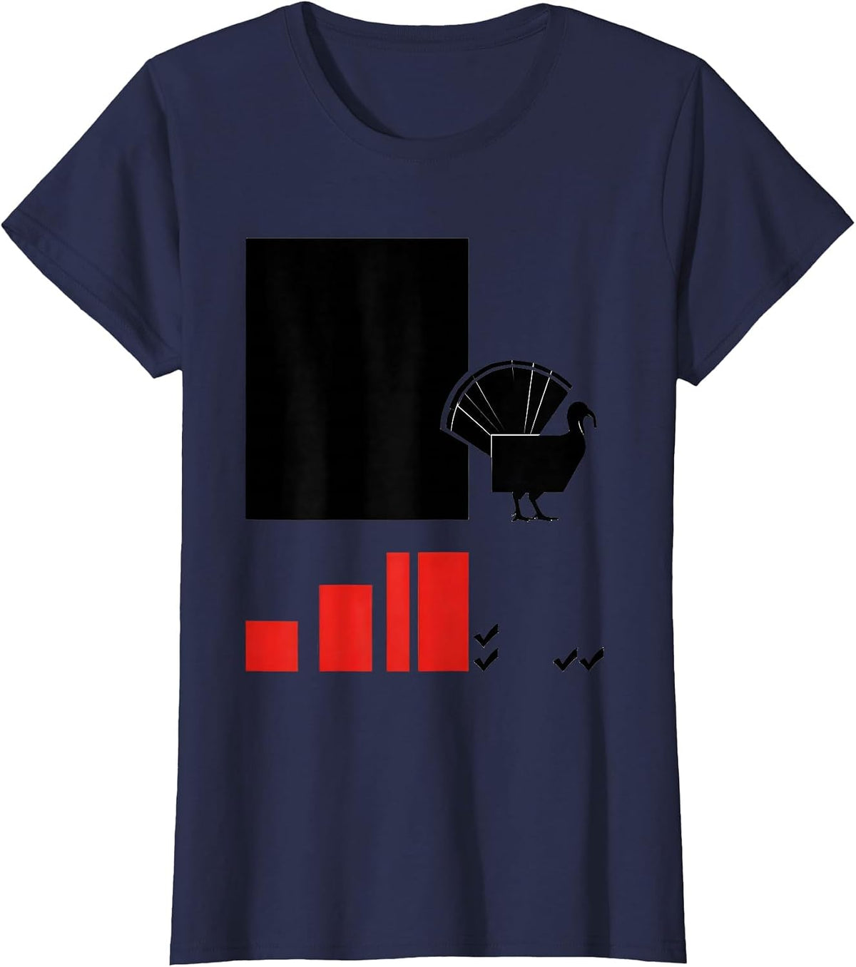 Women's Geometric Gobbler Hunting Humor Thanksgiving Gift T-Shirt - Navy Blue
