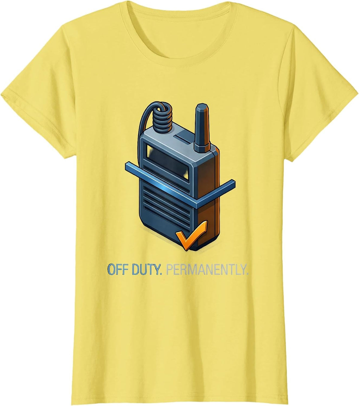Off Duty Permanently Funny Police Officer Retirement Gift T-Shirt - Lemon Yellow