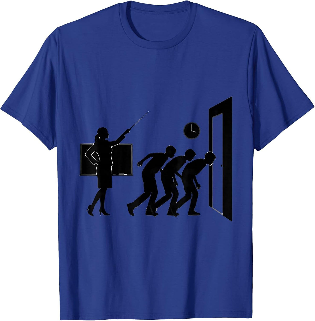 Men's Teacher Silhouette School Day Staff Gift Back To School T-Shirt - Royal Blue