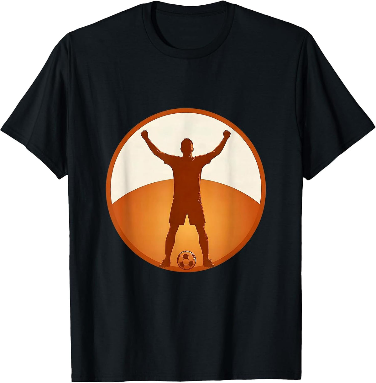 Men's Soccer Dad Cheering at Sunset Graphic Tee T-Shirt - Black