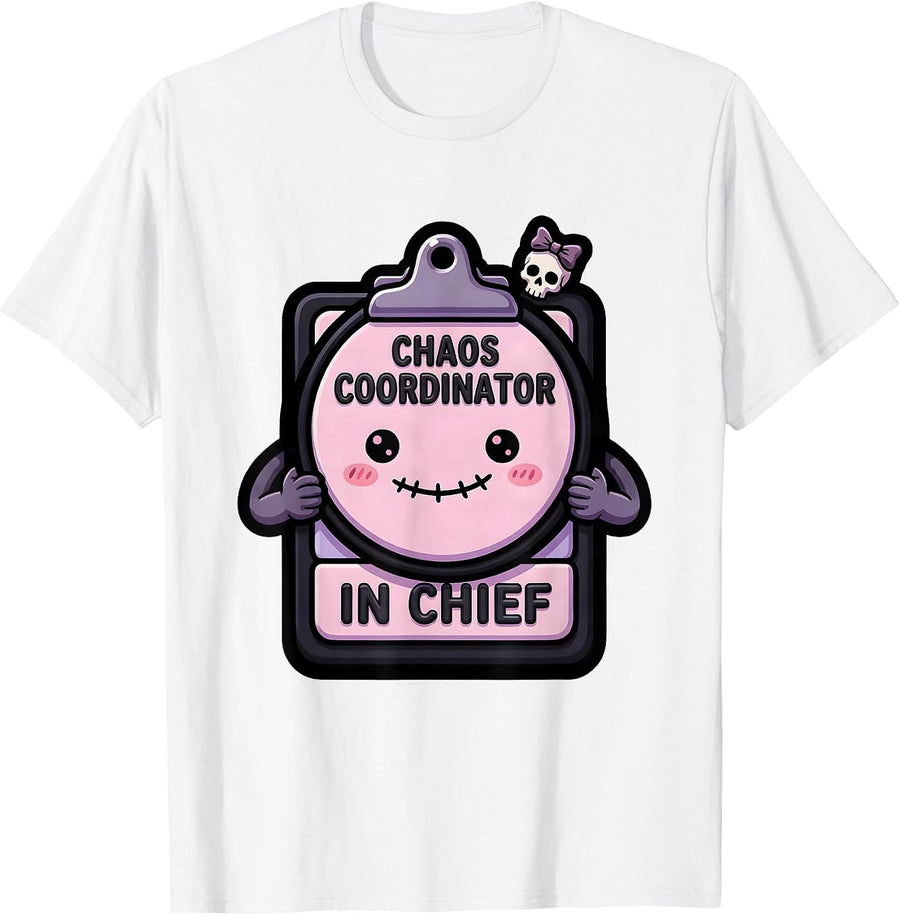 Men's Chaos Coordinator In Chief Novelty Design T-Shirt - White