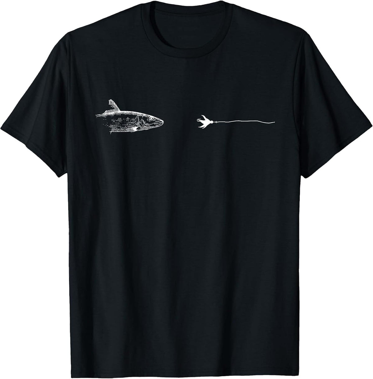 Graphic Fly Fishing Hook Line - Fish Bonefish T-Shirt - Black