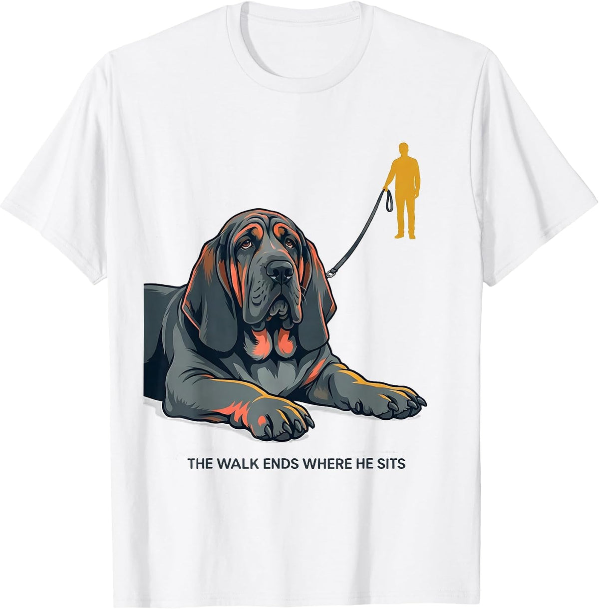 Men's The Walk Ends Where He Sits Funny Basset Hound Dog Lover T-Shirt - White