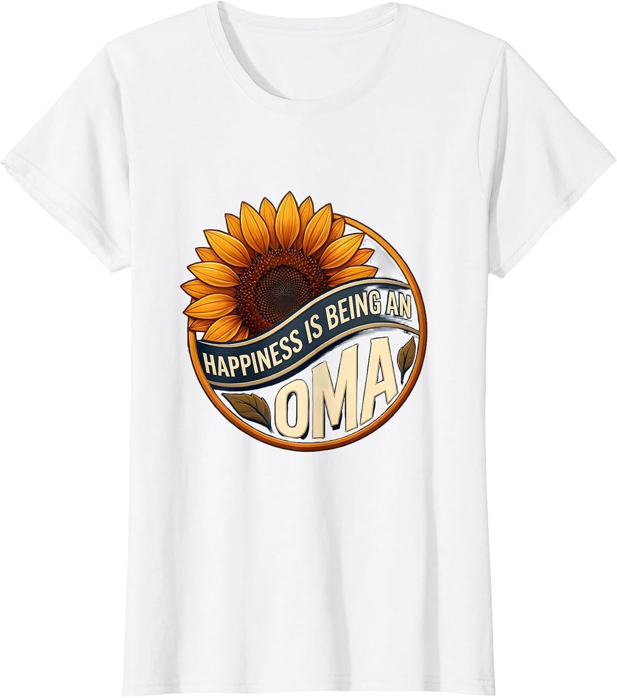 Women's Happiness Is Being An Oma Sunflower Mother's Day Grandma T-Shirt - White