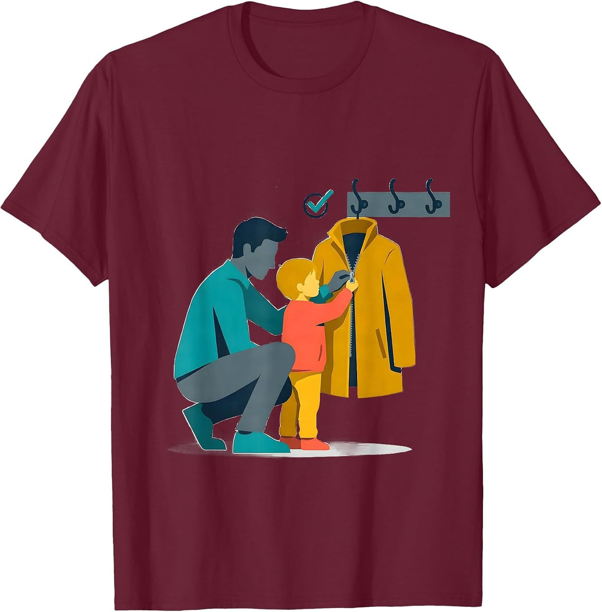 Men's Para Coach Child Mentor Appreciation Flat Vector T-Shirt - Burgundy
