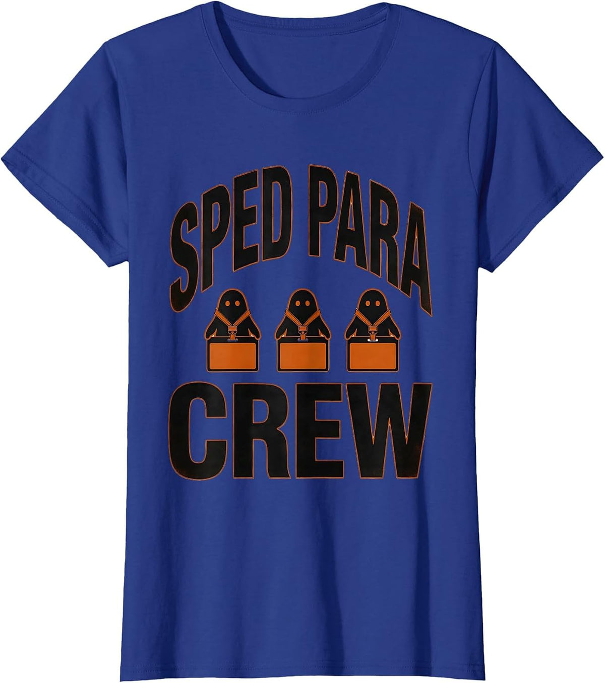 Women's SPED Para Crew Para Normal Activities Ghost Halloween T-Shirt - Royal Blue