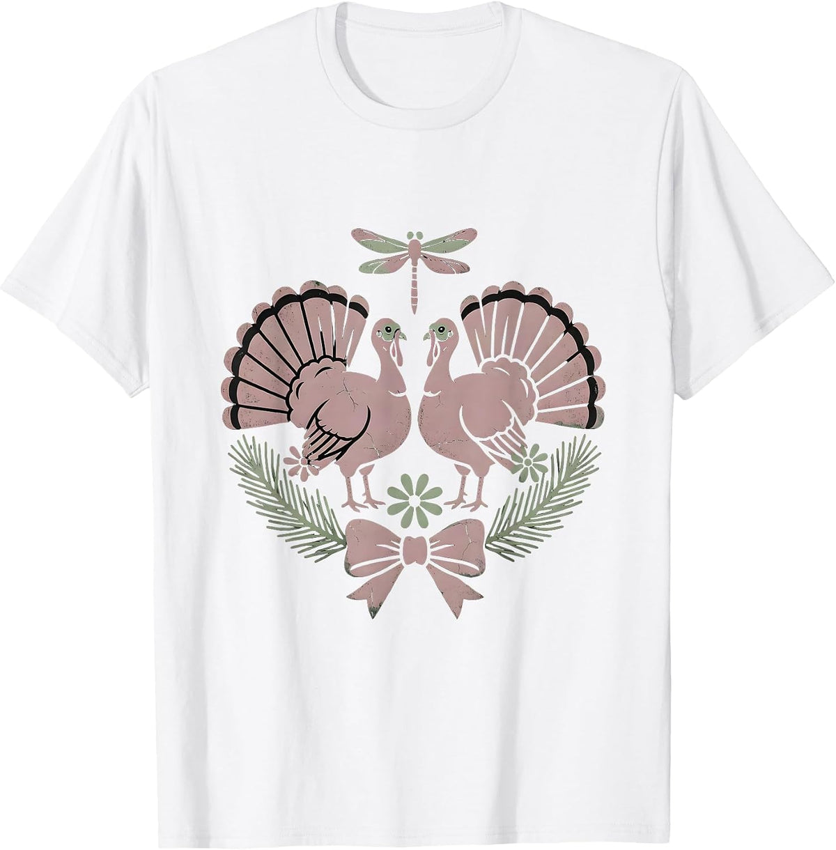 Men's Camo Turkeys Strutting Through Forest Clearing T-Shirt - White