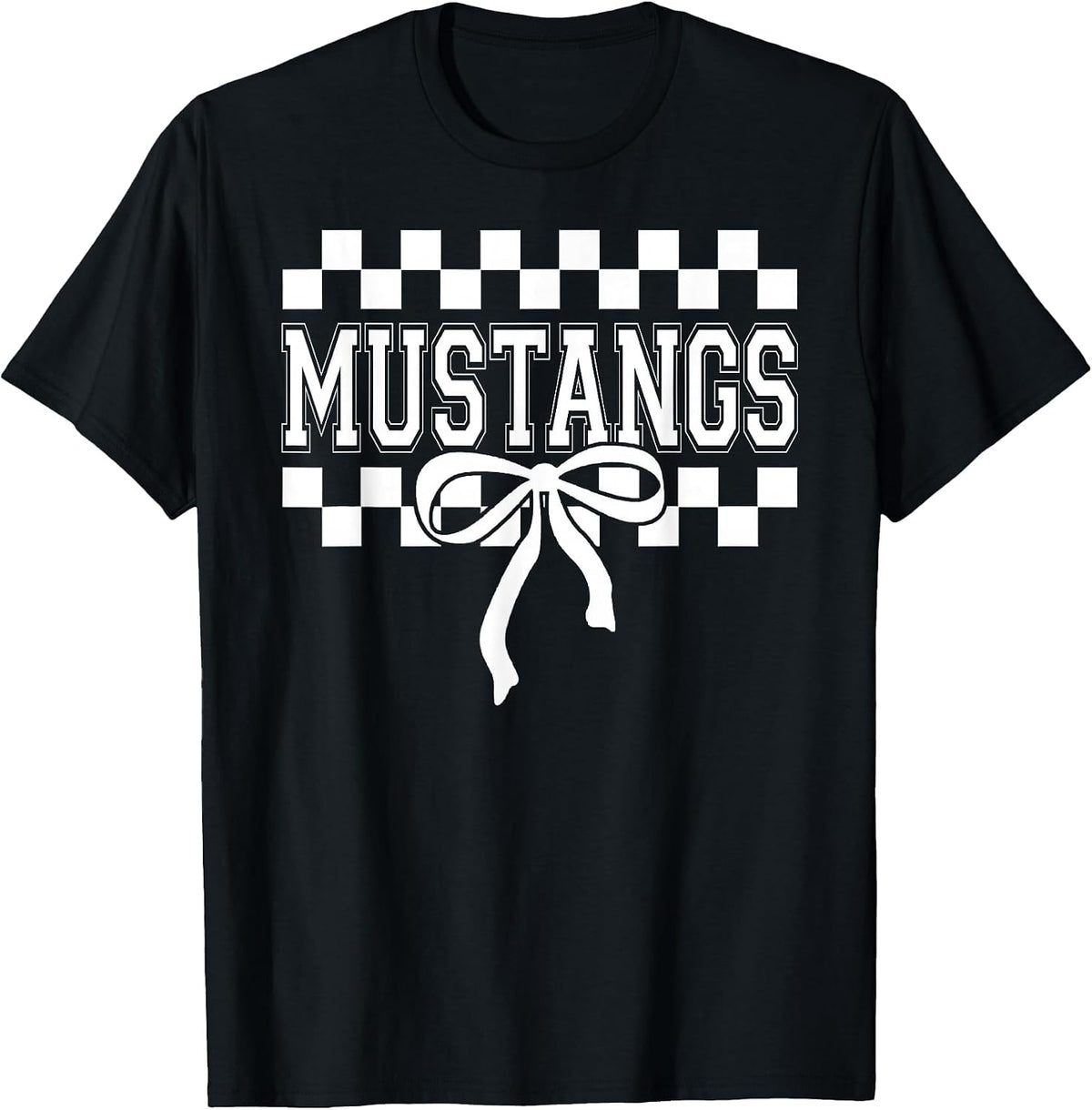 Mustangs High School Spirit Fan Team Mustang Back to School T-Shirt - Black