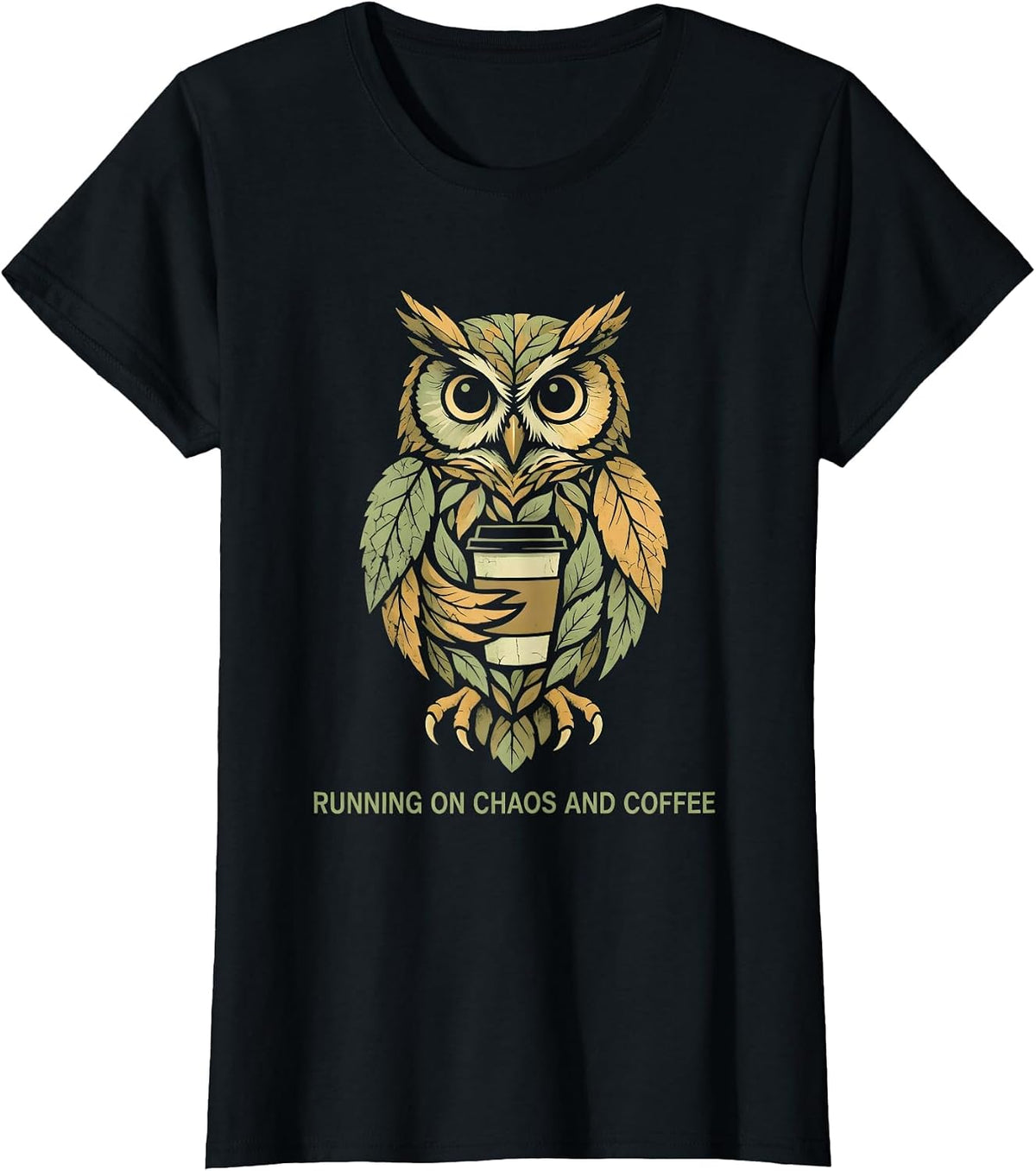 Running on Chaos and Coffee Coordinator Design T-Shirt - Black