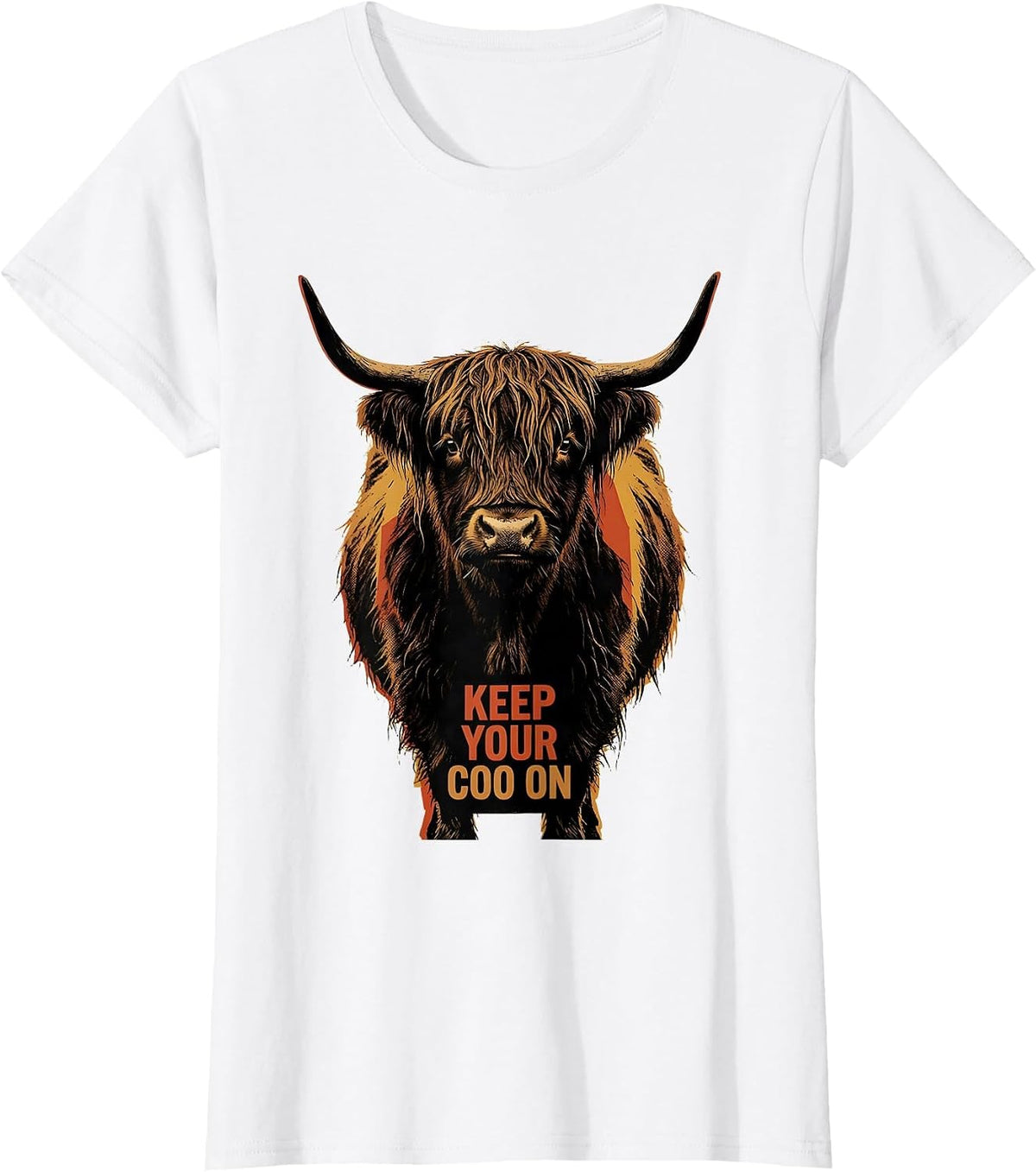Women's Keep Your Coo On Funny Highland Cow Humor Scottish Cow Lover T-Shirt - White