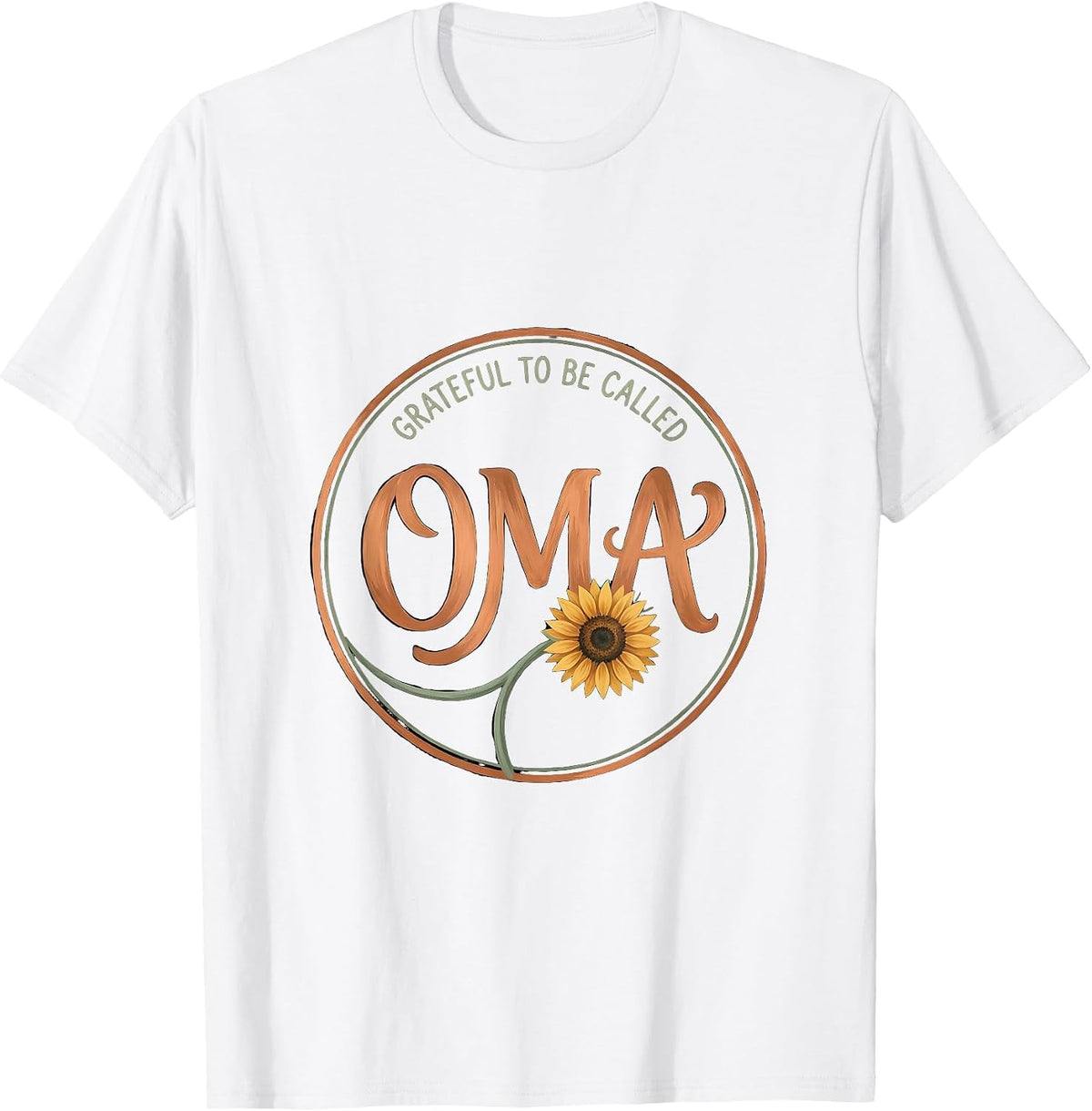 Men's Grateful To Be Called Oma Boho Typography Sunflower Grandma T-Shirt - White