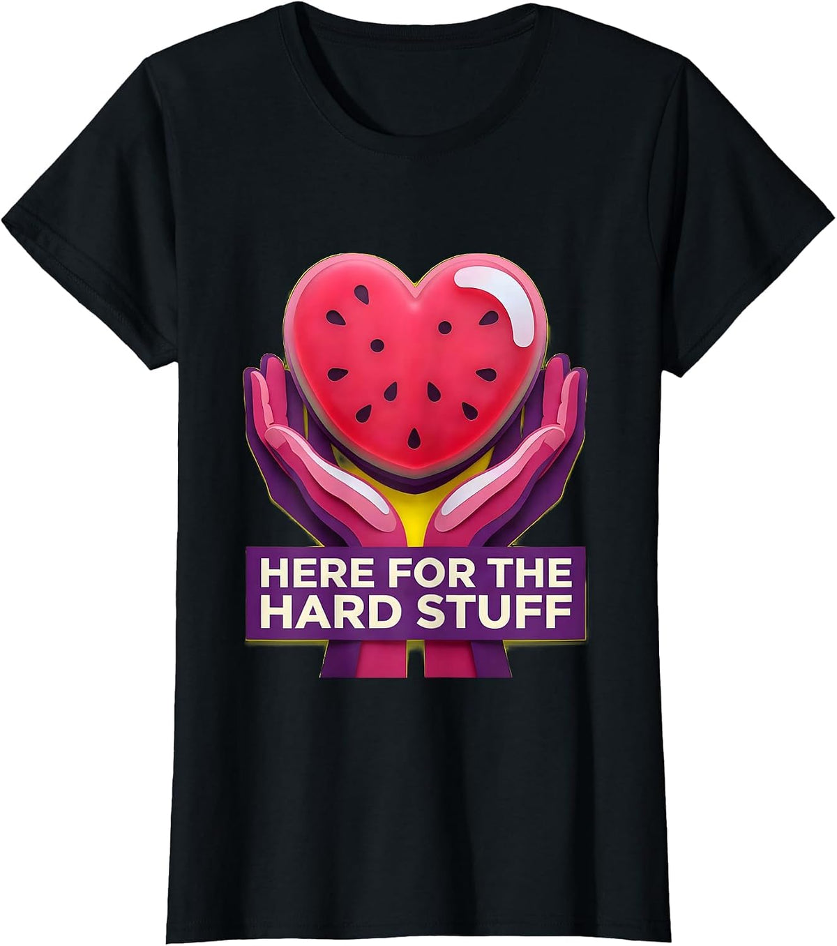 Women's Here For The Hard Stuff Social Worker Design T-Shirt - Black
