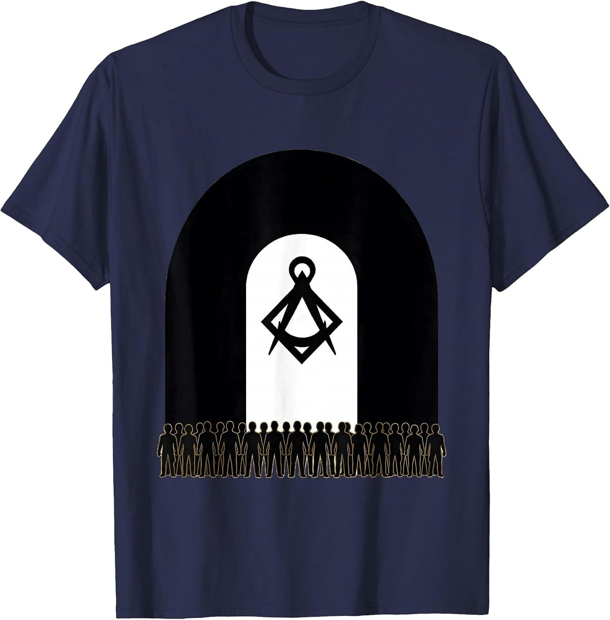 Prince Hall Freemason Arch Silhouette Minimalist T-Shirt - Navy Blue
