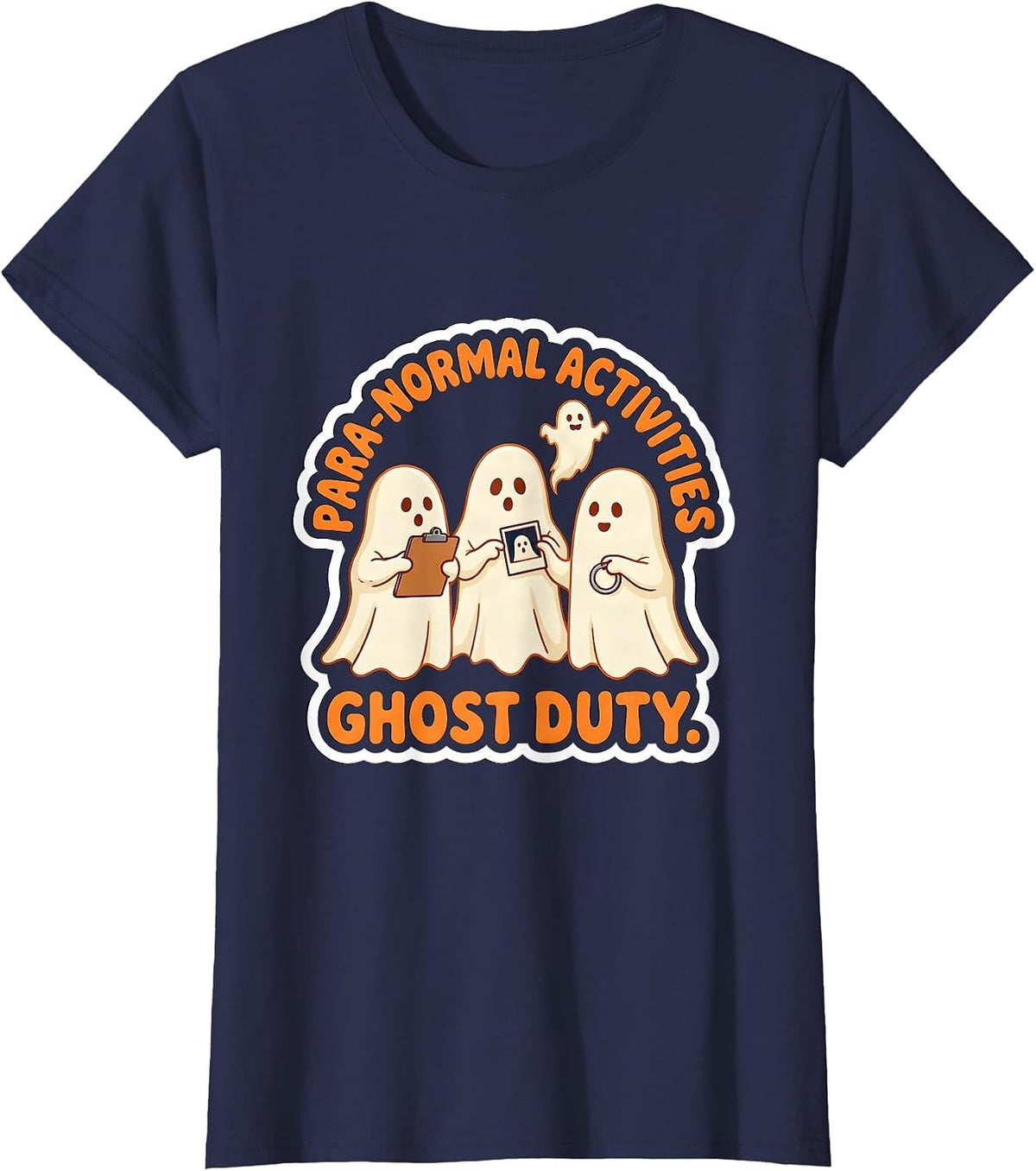 Women's Para-Normal Activities Ghost Duty Cute SPED Paraprofessional T-Shirt - Navy Blue