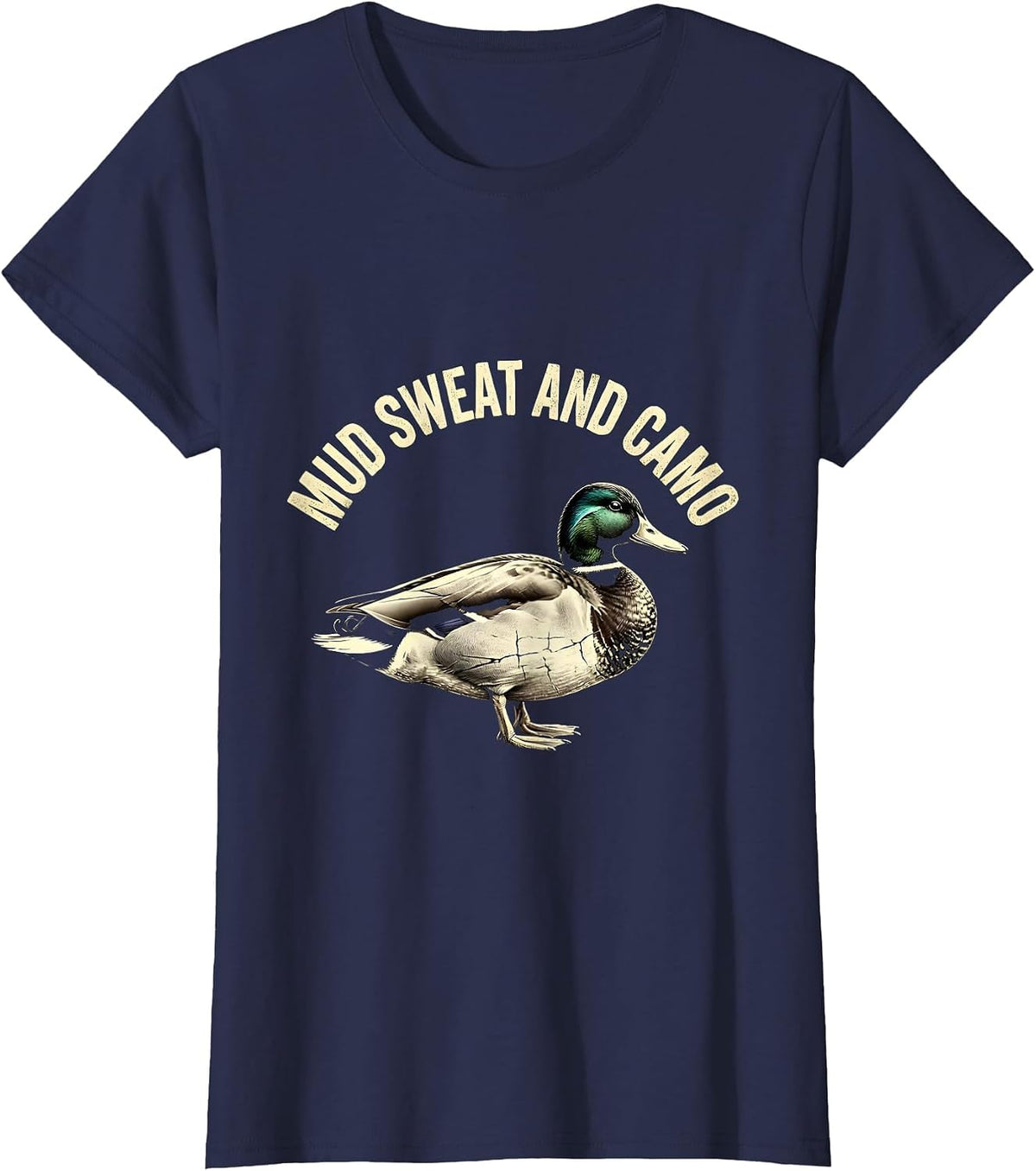 Women's Mud Sweat and Camo Bottomland Hunting Design T-Shirt - Navy Blue