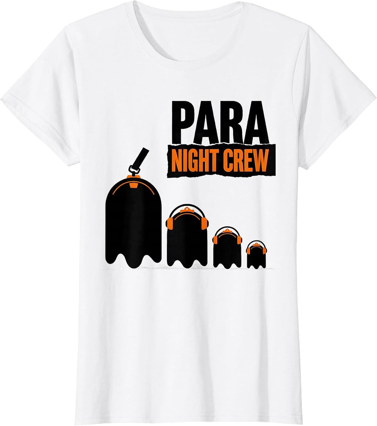 Para Night Crew Brutalist Ghost Para Paraeducator Halloween T-Shirt - White
