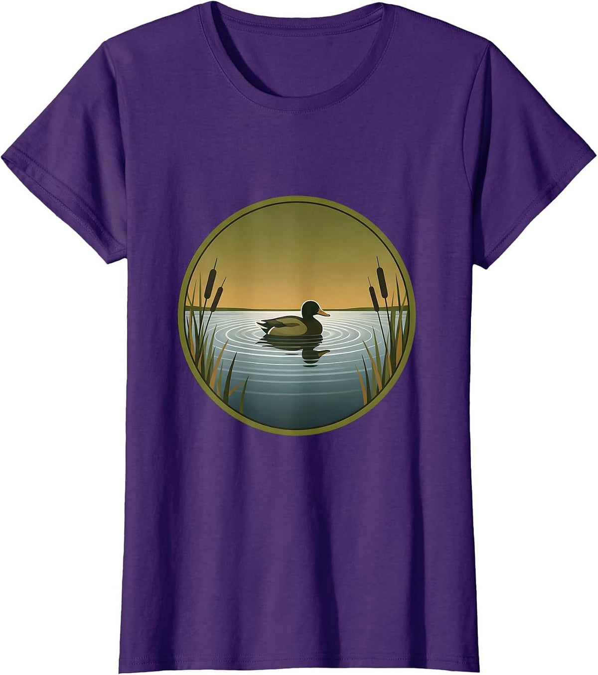 Women's Camo Duck Decoy Still Water Hunting Graphic T-Shirt - Purple