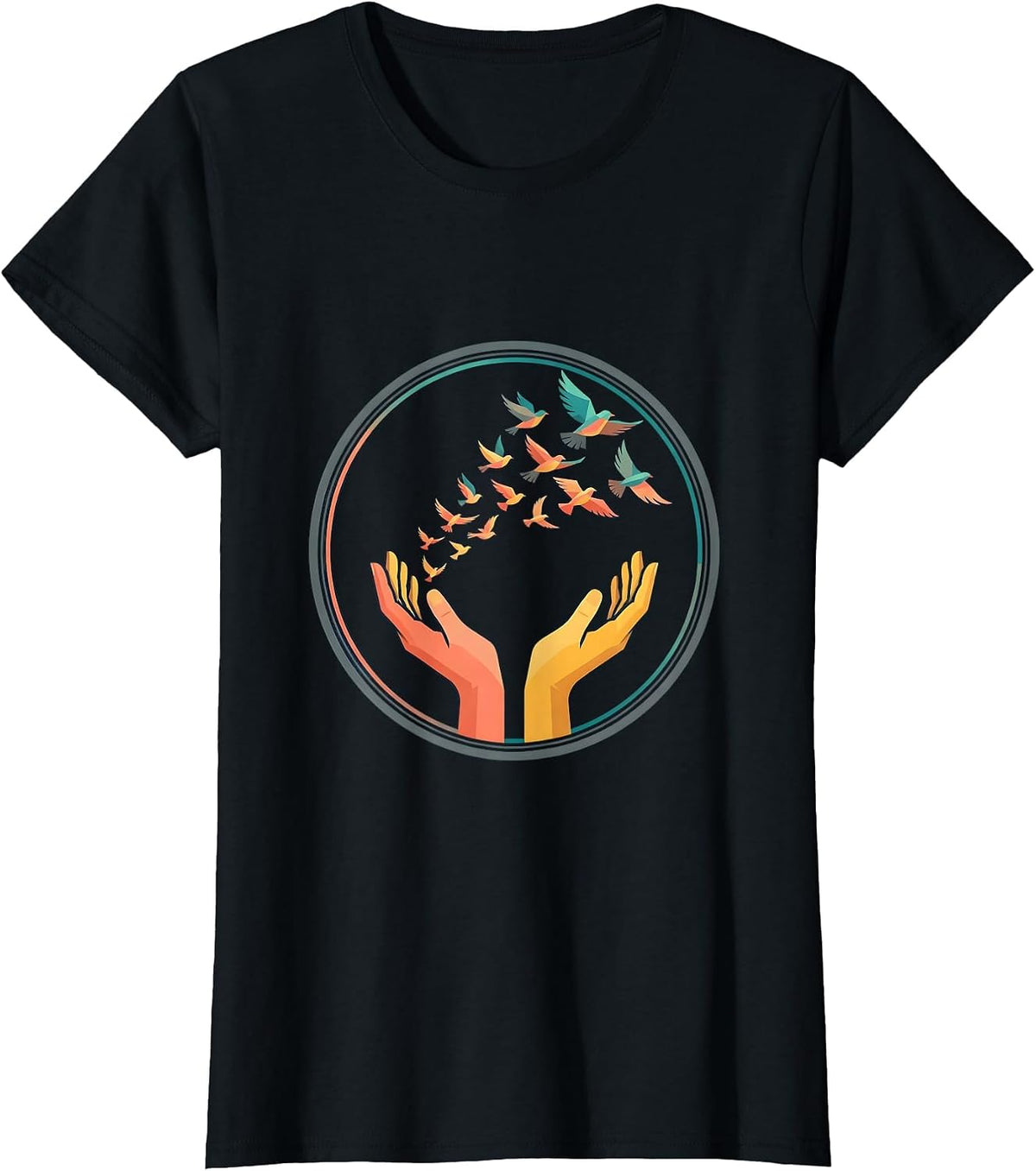 Special Education Teacher Birds of Freedom Design T-Shirt - Black
