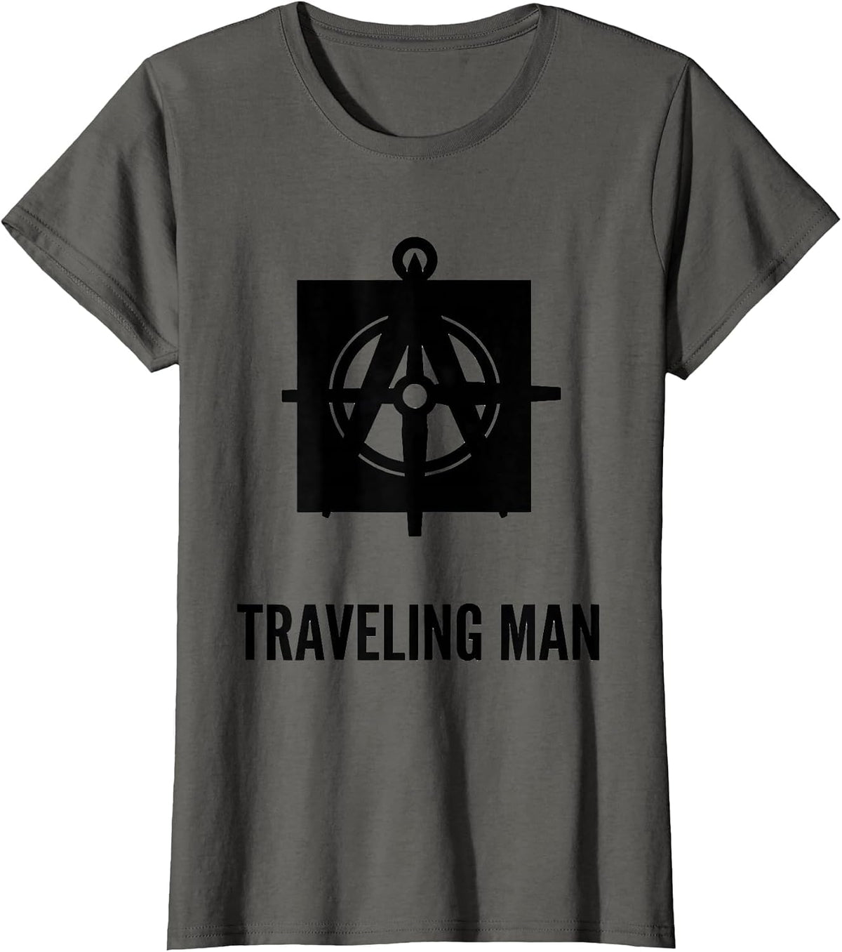 Women's Traveling Man Masonic Square and Compass Freemason Fraternal T-Shirt - Asphalt Grey