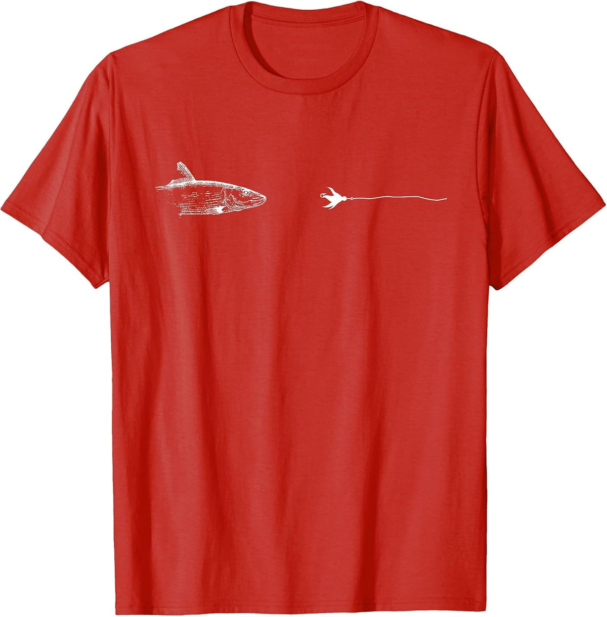 Graphic Fly Fishing Hook Line - Fish Bonefish T-Shirt - Red