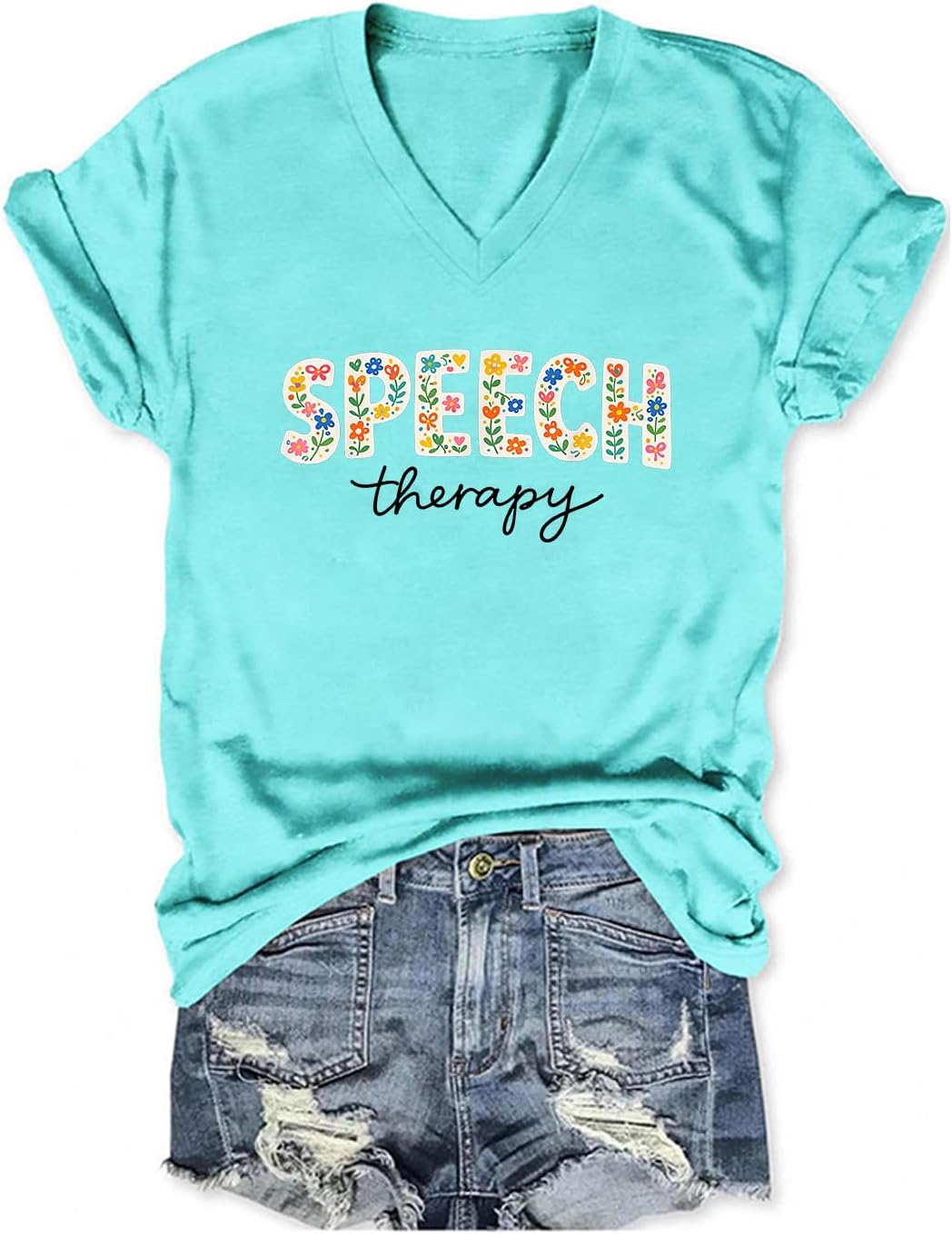 Speech Therapy Shirt Speech Pathologist Shirt SLP Shirts for Women Oversized Graphic Tees V Neck - D