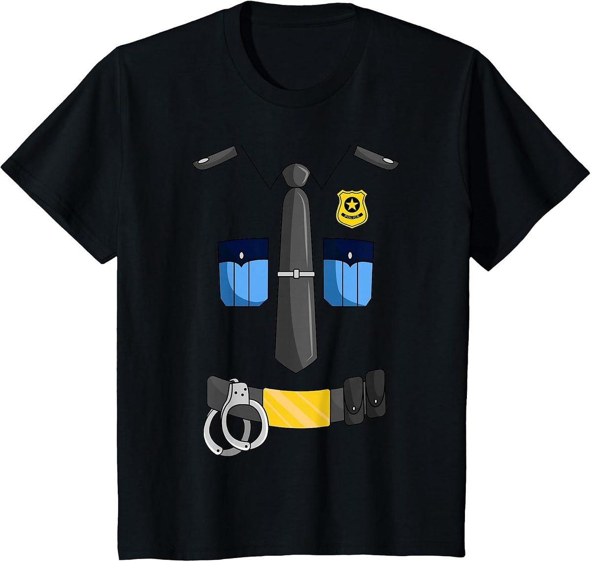 Police Officer Costume Policeman Cop Sheriff Halloween T-Shirt - Black