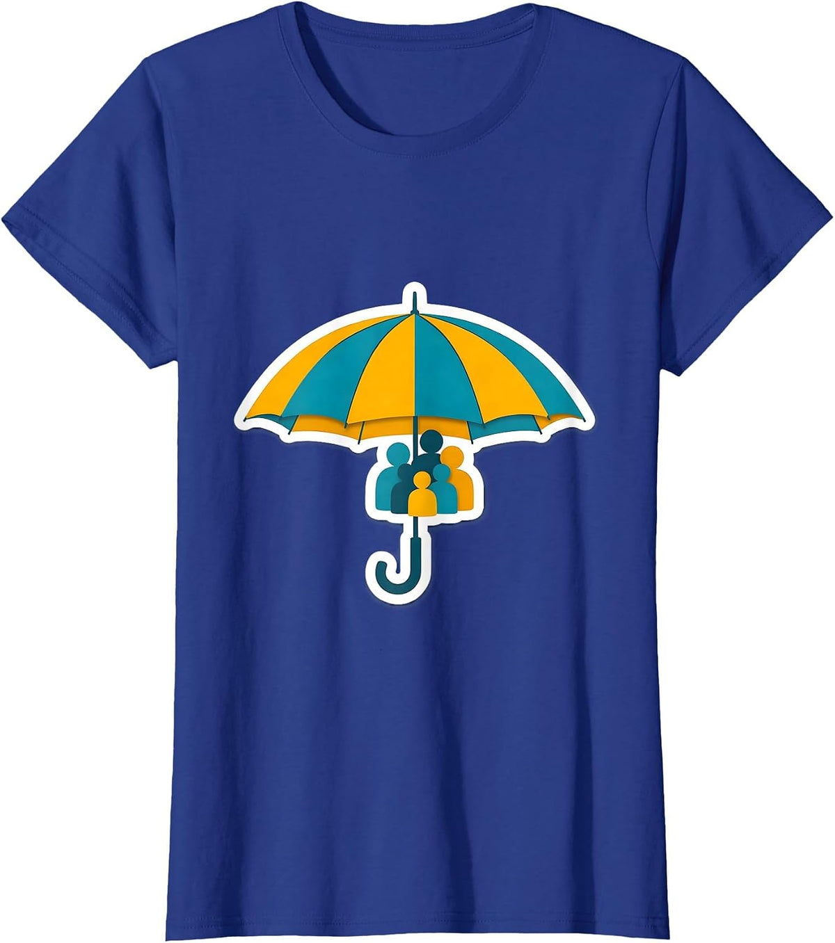 Women's Social Worker Umbrella Sheltering Figures Graphic T-Shirt - Royal Blue