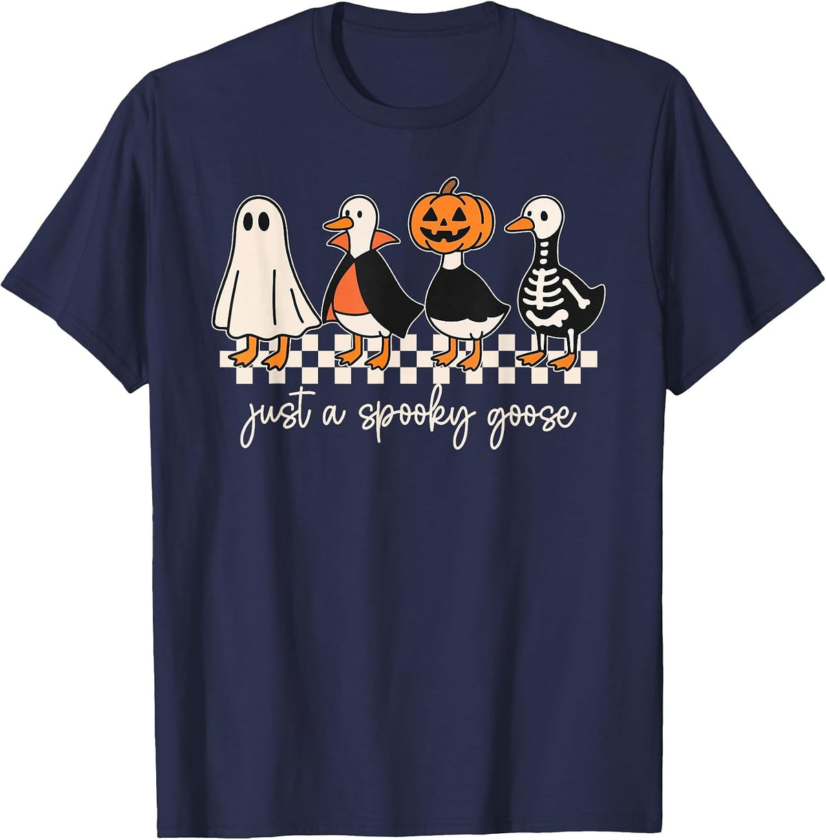 Just A Spooky Goose Halloween Silly Goose Funny Halloween T-Shirt - Navy Blue
