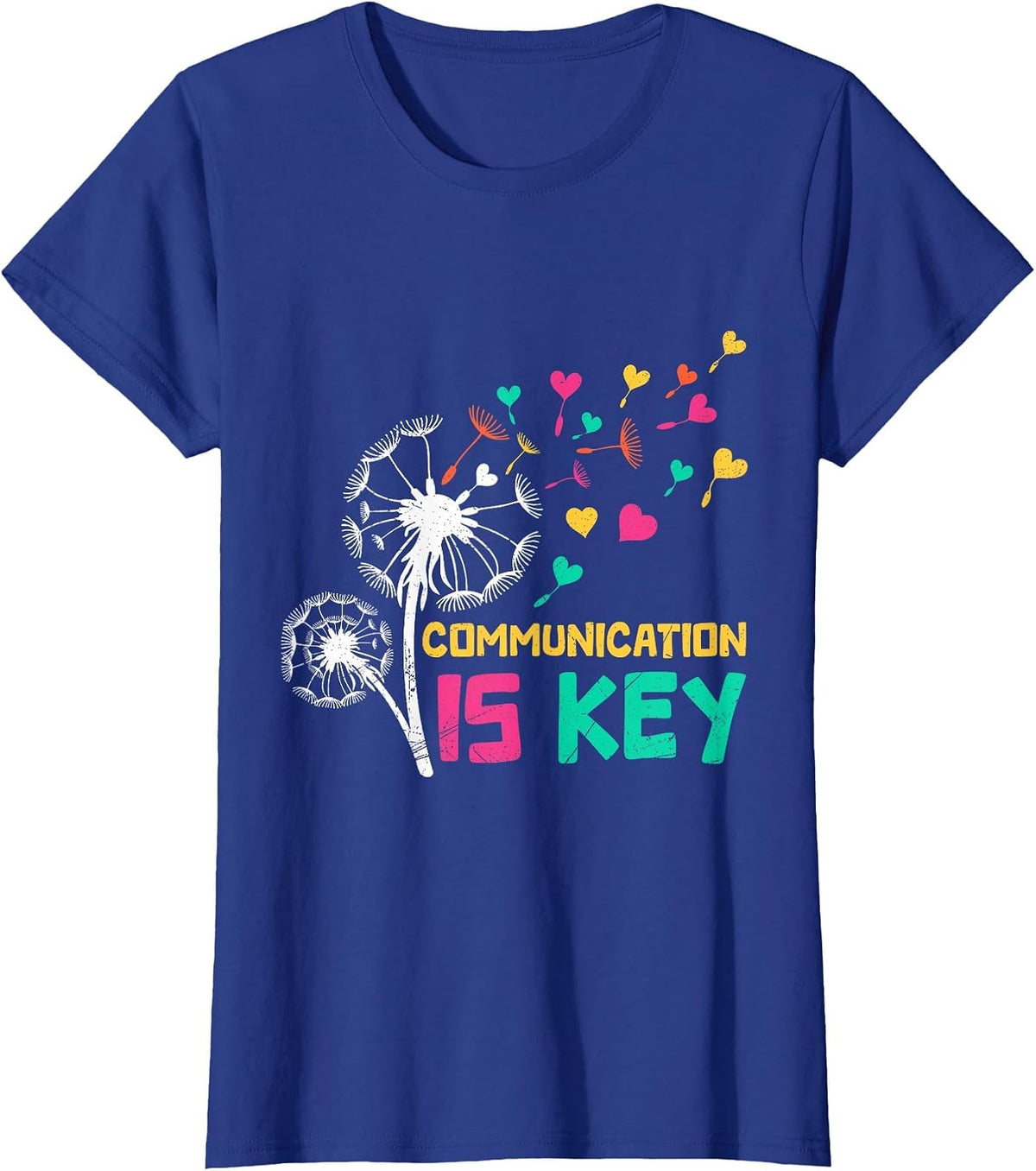 Autism Communication is Key Funny Dandelion T-Shirt - Royal Blue