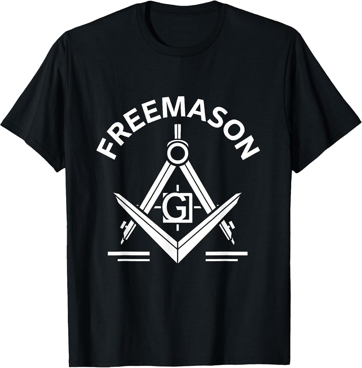 Men's Freemason Monochromatic Square And Compasses Emblem T-Shirt - Black