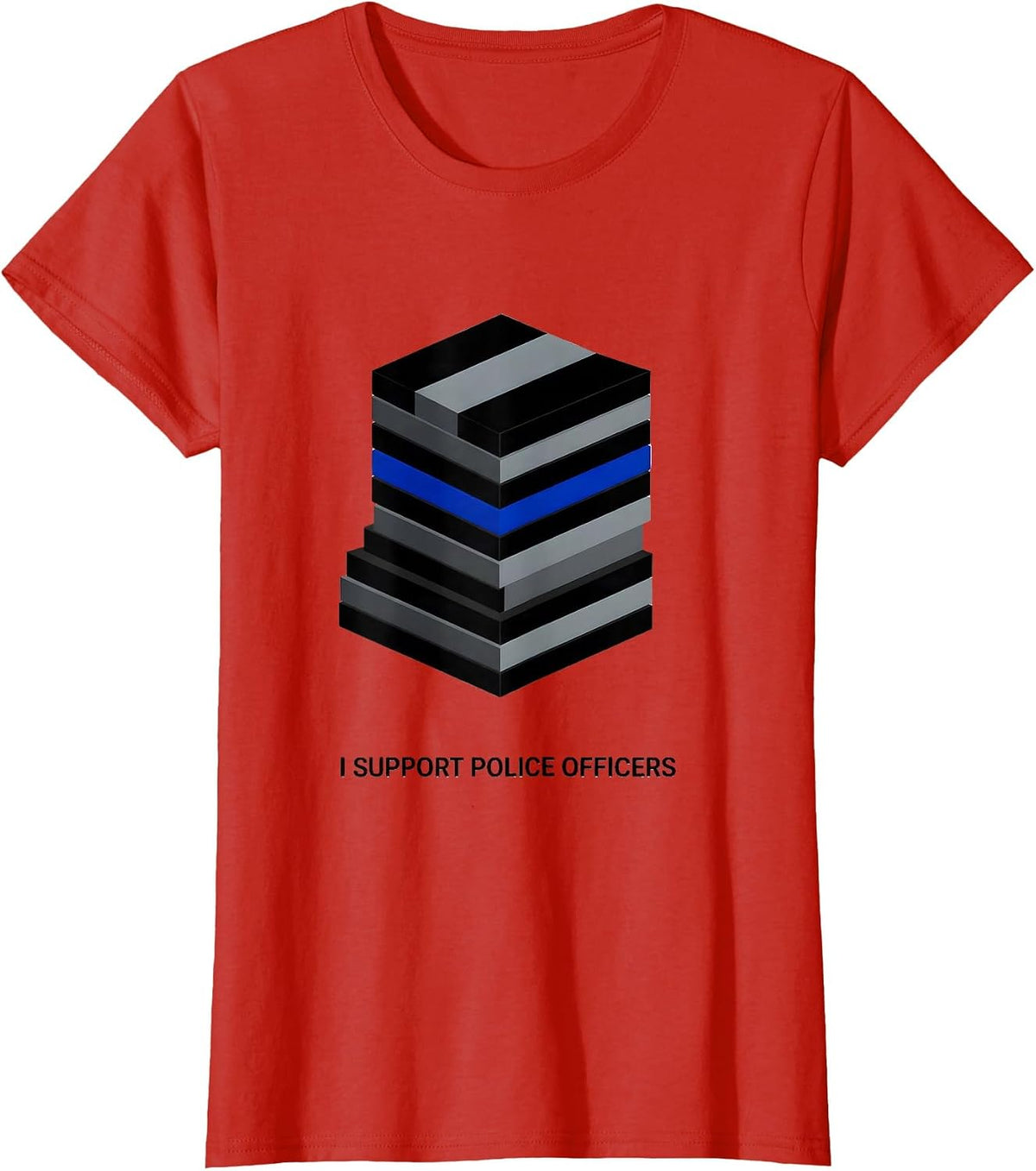 I Support Police Officers Patriotic Law Enforcement T-Shirt - Red