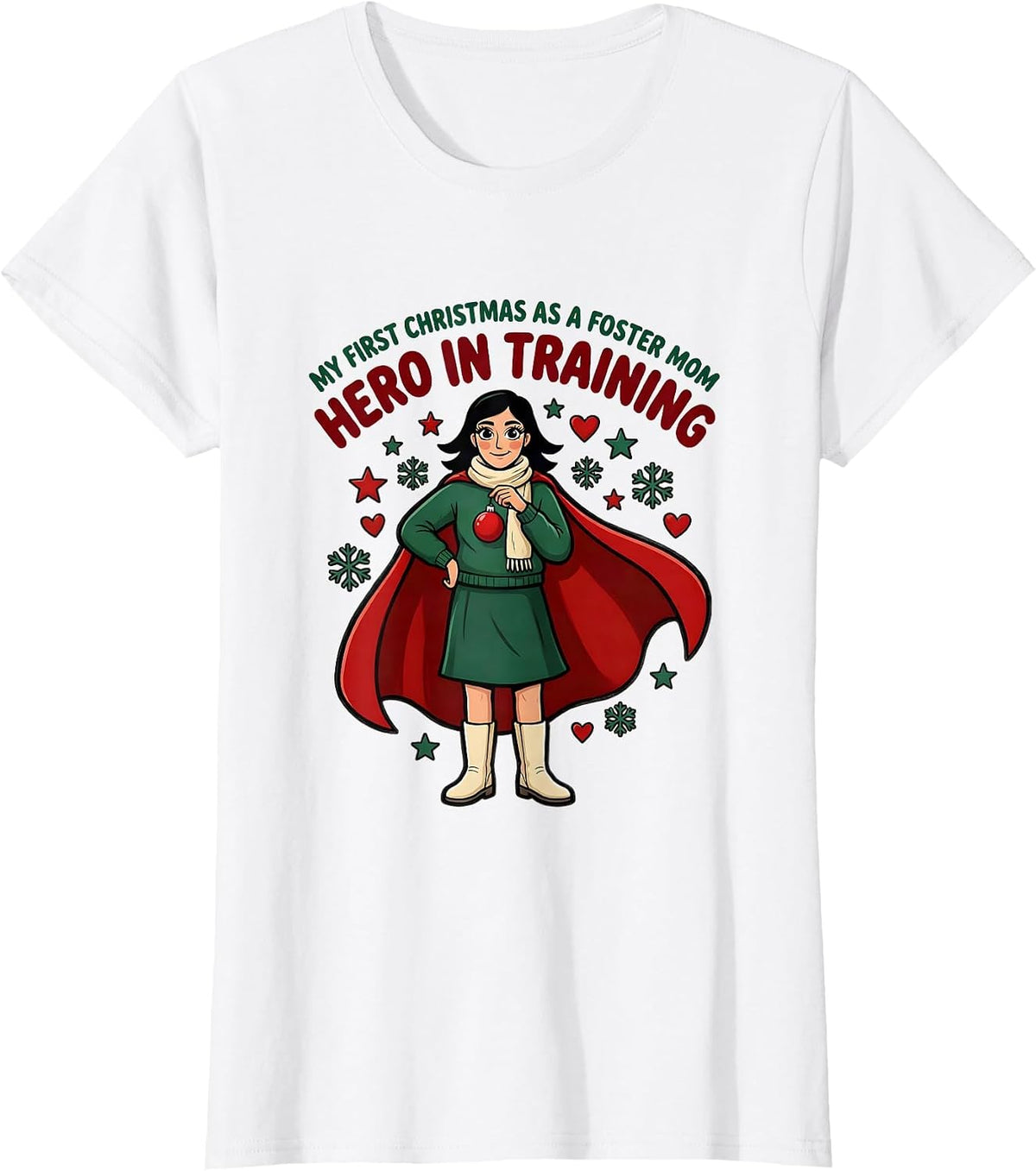 MY FIRST CHRISTMAS AS A FOSTER MOM - HERO IN TRAINING T-Shirt - White