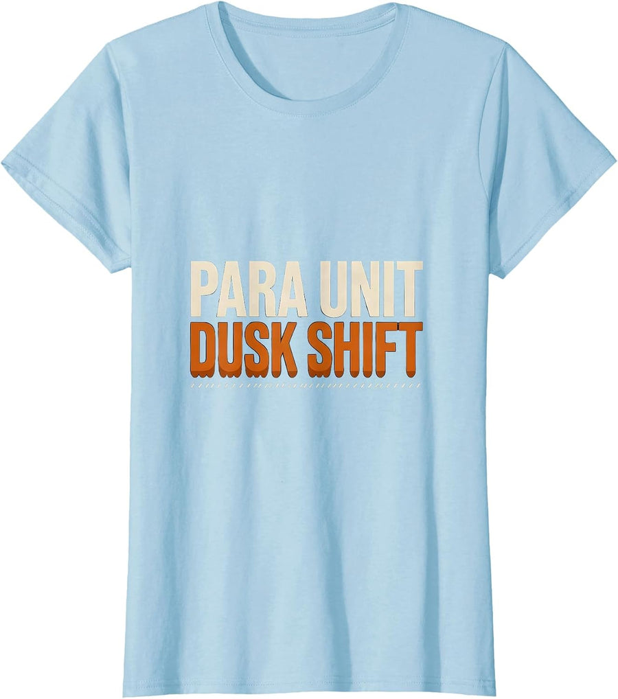 Women's Para Unit Dusk Shift Minimalist Paraeducator Halloween T-Shirt - Baby Blue
