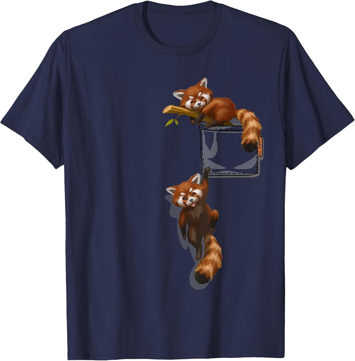 Cute Red Panda Playing in Bag T-Shirt - Navy Blue