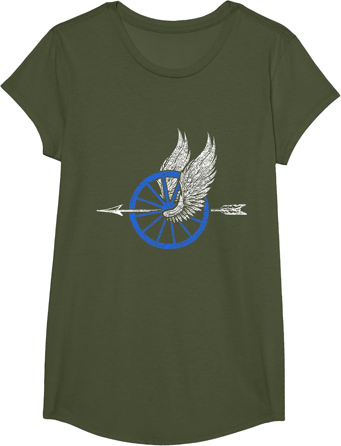 Law Enforcement Motorcycle Unit Tshirt Wing Wheel Arrow Tee T-Shirt - Girls Olive Green