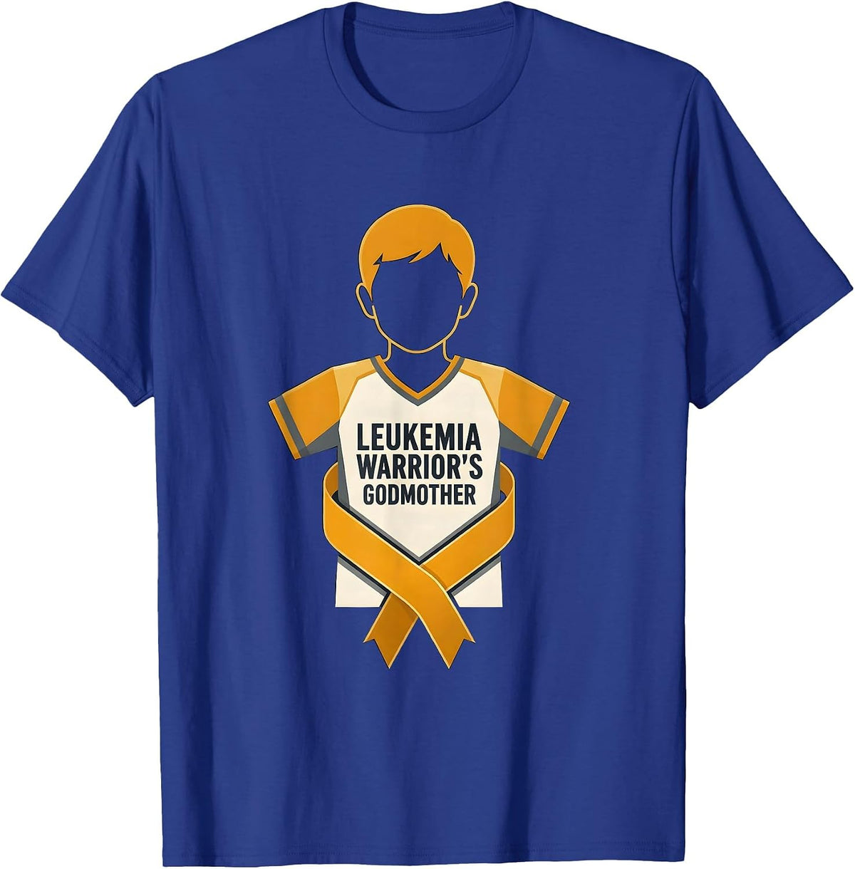 Men's Leukemia Warrior's Godmother Flat Vector Family Support T-Shirt - Royal Blue