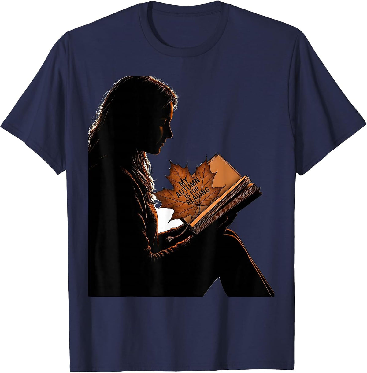 Men's My Autumn Is For Reading Wholesome Teacher Book Lover Fall T-Shirt - Navy Blue