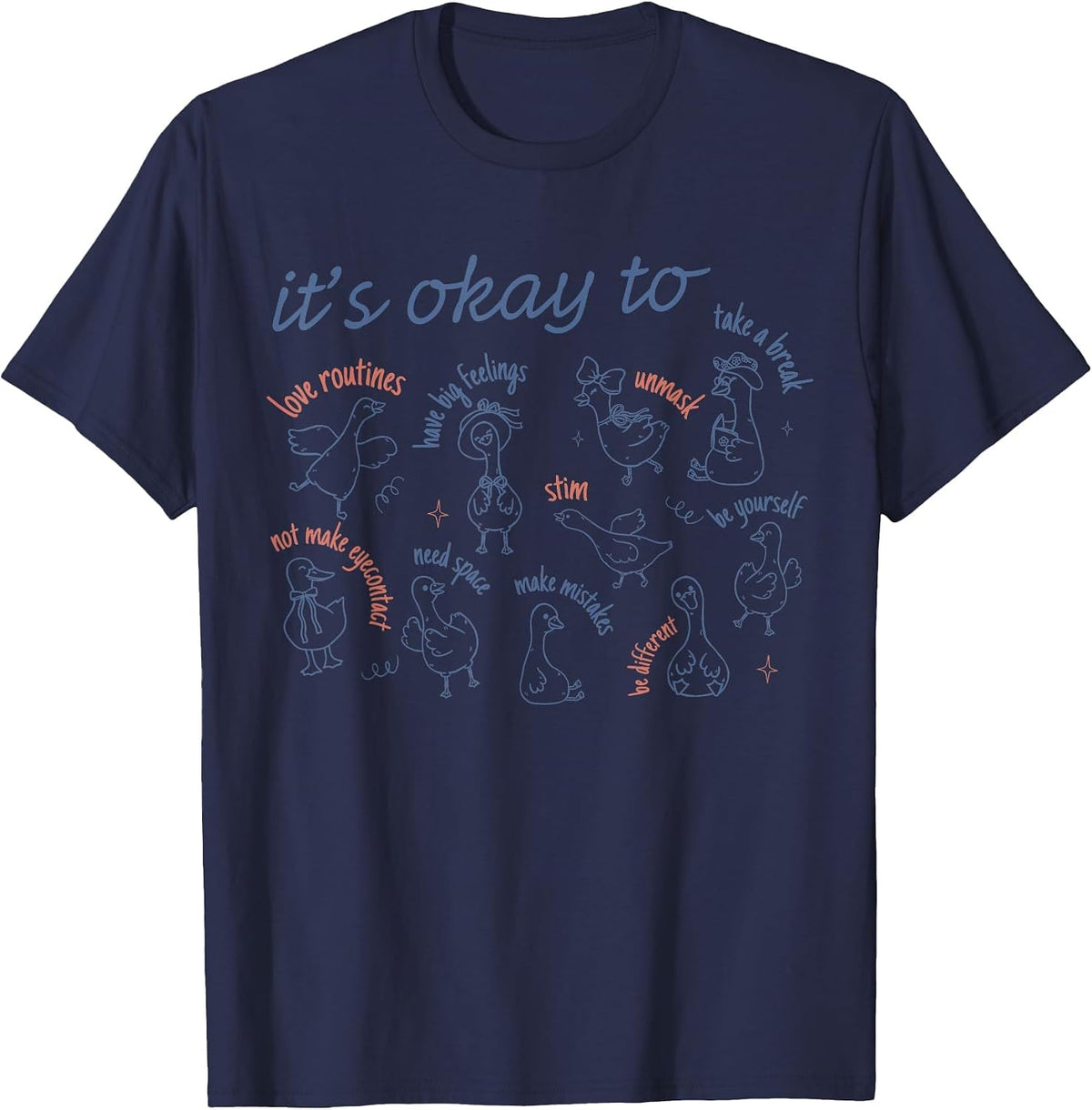 It's Okay to Sped Team Teacher Silly Goose Autism Awareness T-Shirt - Navy Blue