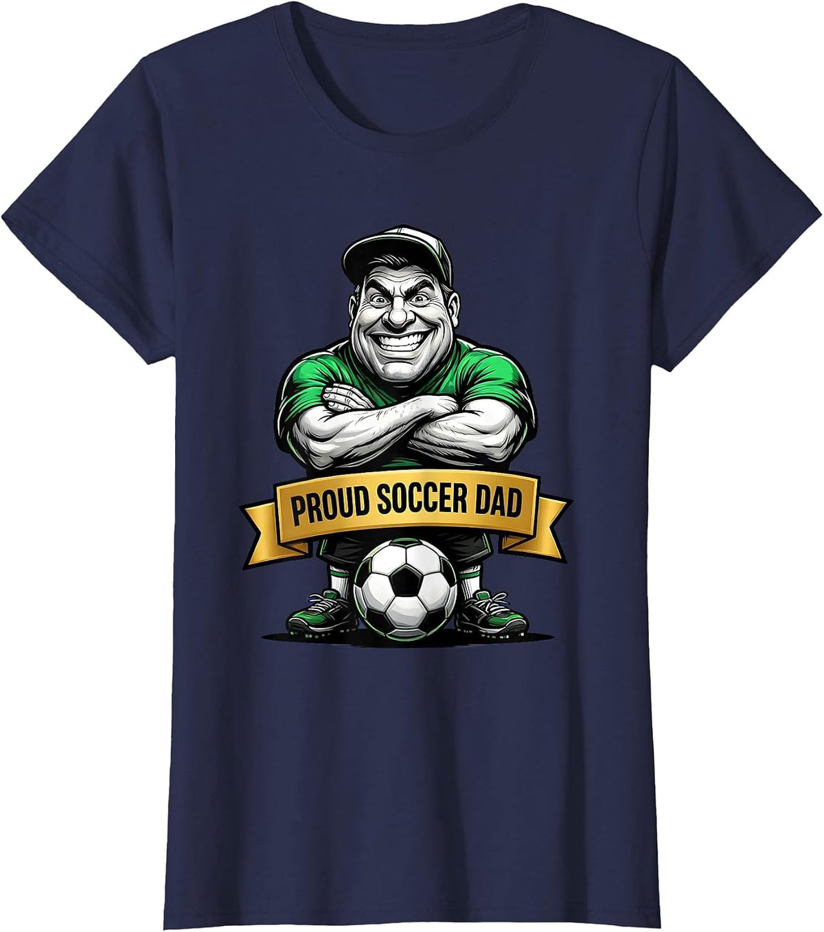 Women's Proud Soccer Dad Graphic Design T-Shirt - Navy Blue