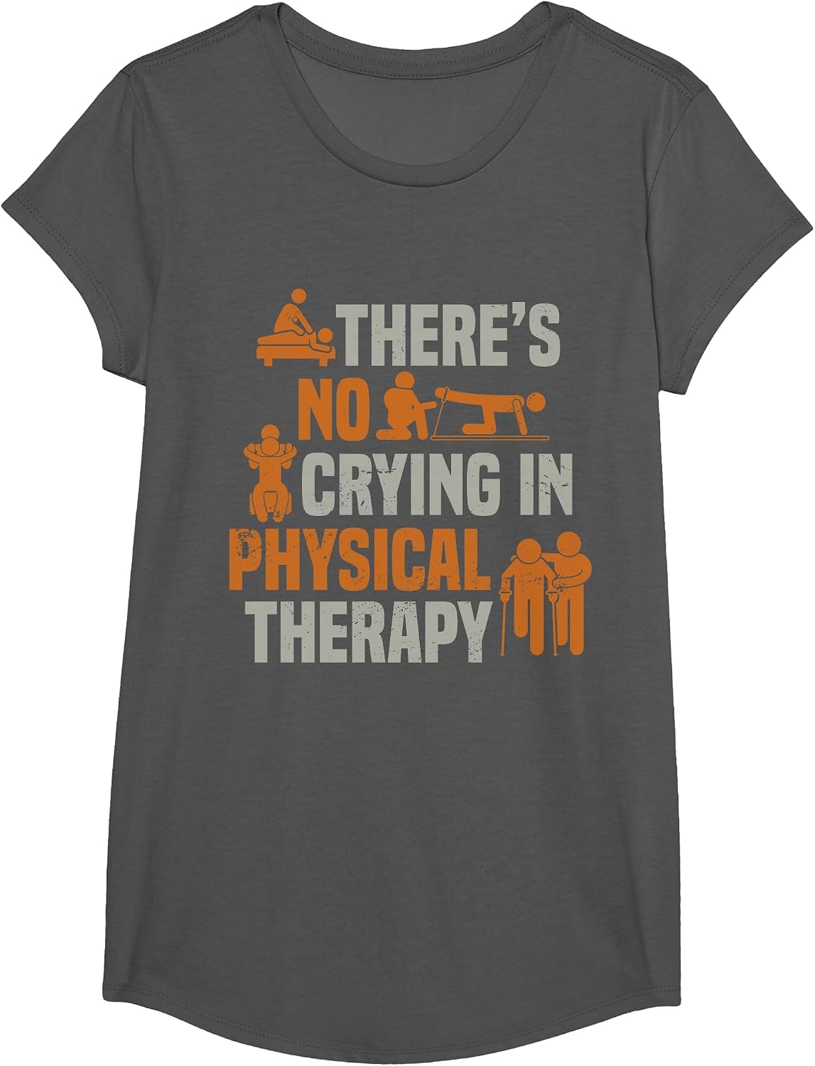 Physical Therapist Theres No Crying in Physical Therapy T-Shirt - Girls Asphalt Grey