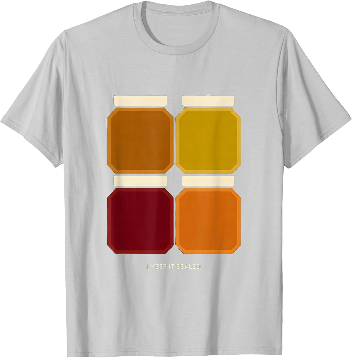 Men's I Keep It Sealed Quilt Block Patchwork Canning Humor T-Shirt - Silver Grey