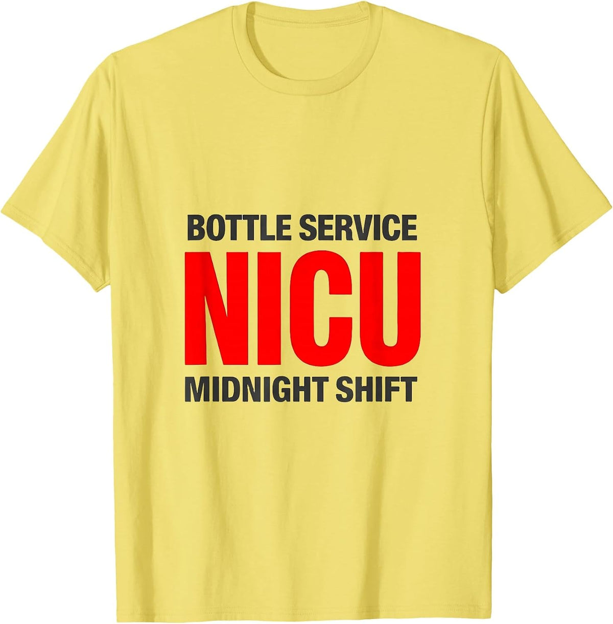 Men's Bottle Service NICU Midnight Shift Funny Nurse New Year Eve T-Shirt - Lemon Yellow