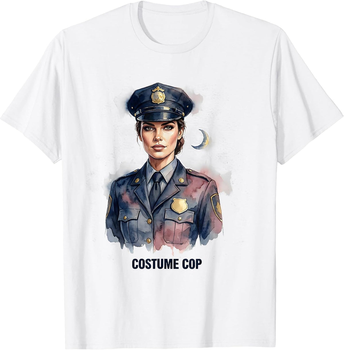 Costume Cop Playful Police Officer Halloween Party Novelty T-Shirt - White