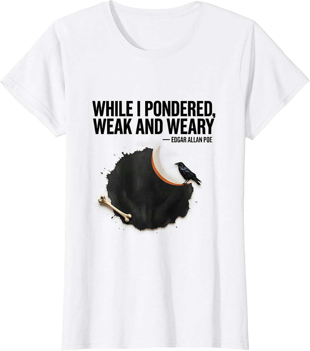While I Pondered, Weak And Weary — Edgar Allan Poe Gothic T-Shirt - White