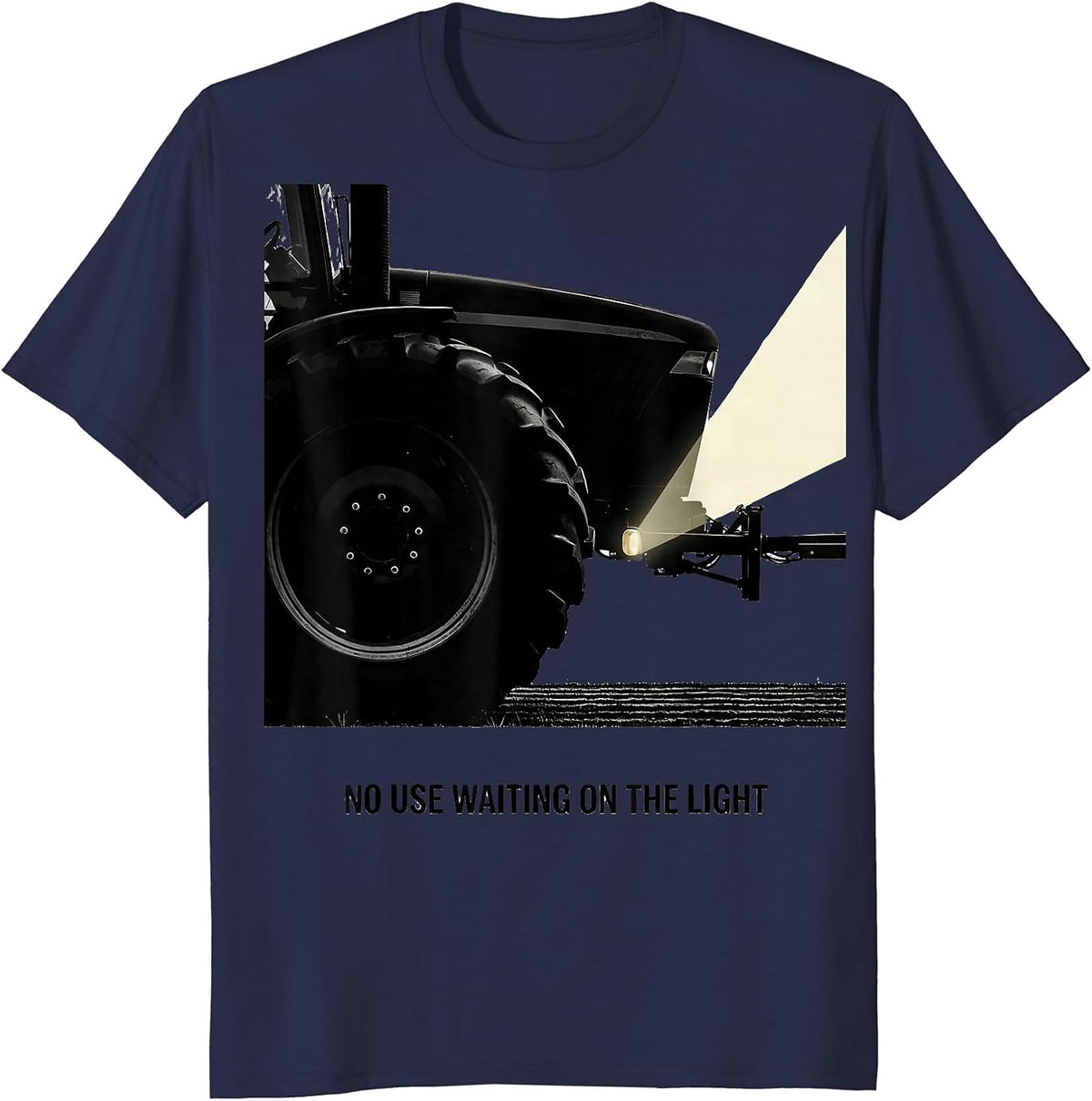 No Use Waiting On The Light Funny Farmer Tractor Heritage T-Shirt - Navy Blue