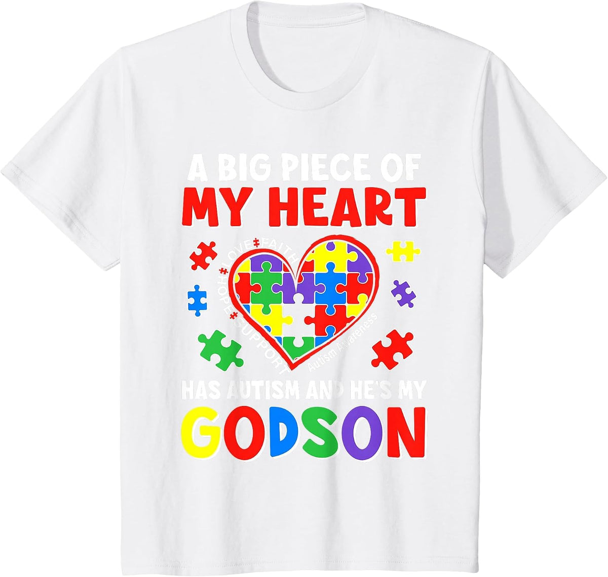Autism Godparents Autism Awareness Godson Support T-Shirt - White