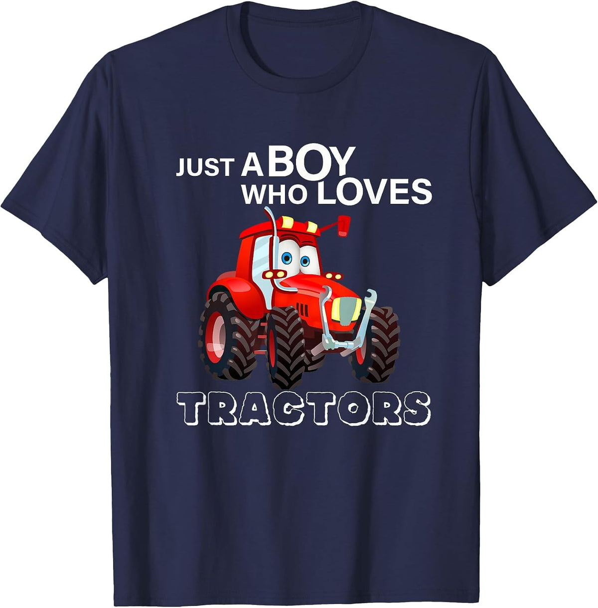 Red Tractor Just a Boy Who Loves Tractor T-Shirt T-Shirt - Navy Blue