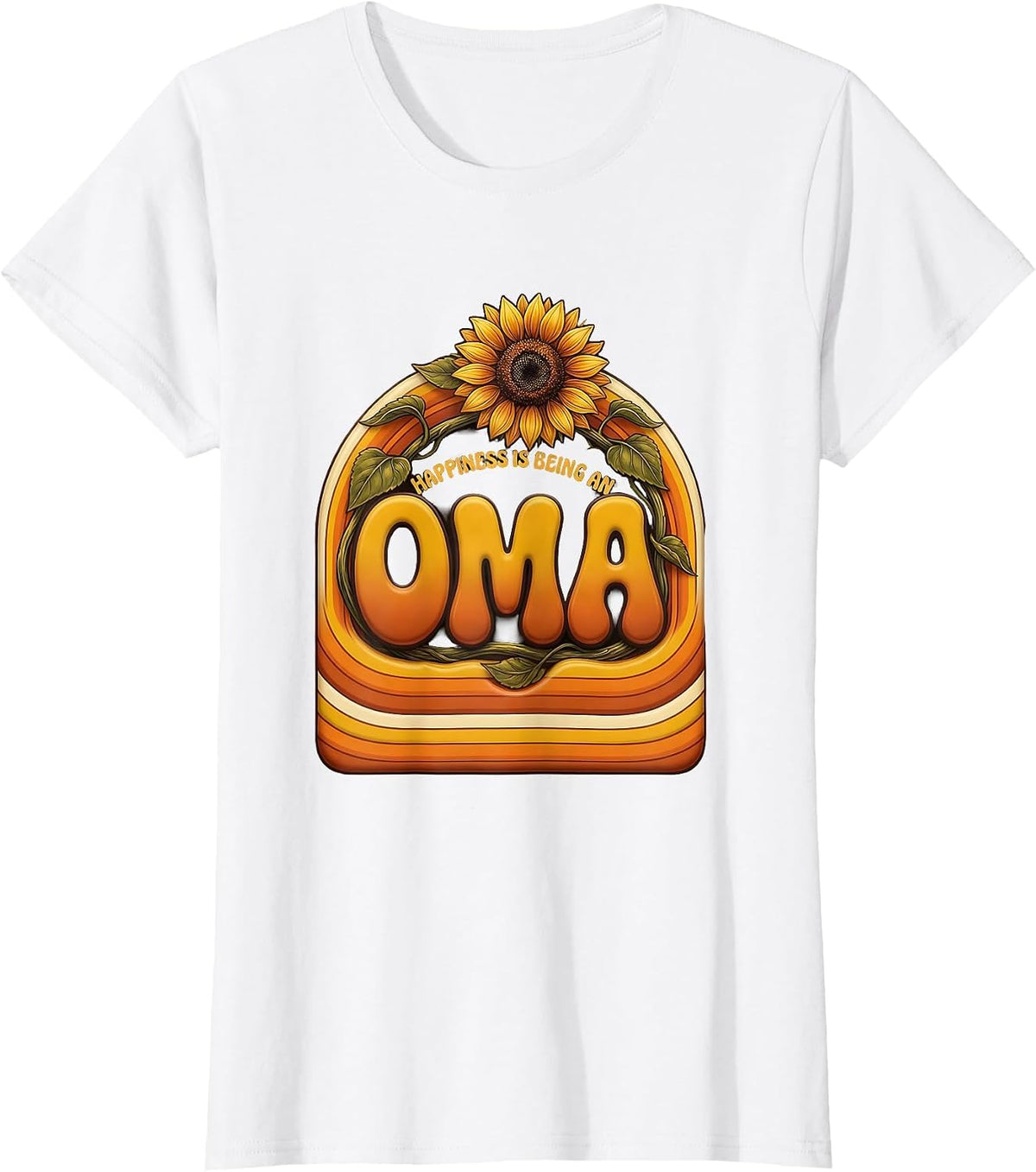 Happiness Is Being An Oma Retro Grandma Sunflower Mother's T-Shirt - White